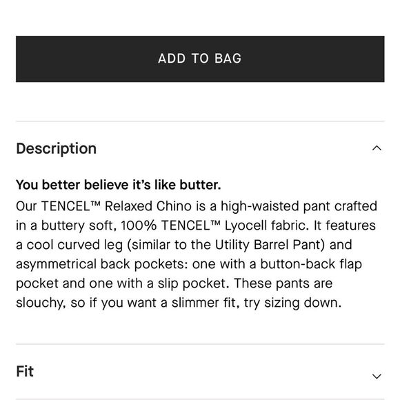 Everlane Women’s 6 Tencel Relaxed Fit‎ Chino Pant Black Slouchy Trouser New - Picture 7 of 13